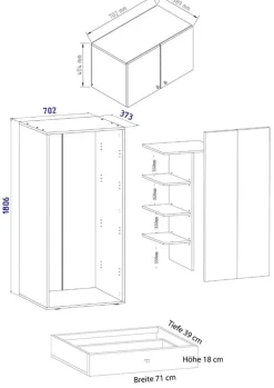 Holz Kleiderschrank | Schrank mit 5 Fächer und  Drehtüren | erweiterbar | Maße ca. B. 70 x  H. 238 x T. 40 cm  - Vandol ^ VCM Clearance