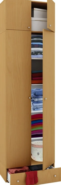 Holz Kleiderschrank | Schrank mit 5 Fächer und  Drehtüren | erweiterbar | Maße ca. B. 70 x  H. 238 x T. 40 cm  - Vandol ^ VCM Clearance