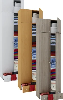 Holz Kleiderschrank | Schrank mit 5 Fächer und Drehtüren | erweiterbar | Maße ca. B. 70 x H. 238 x T. 40 cm - Vandol ^ VCM Clearance