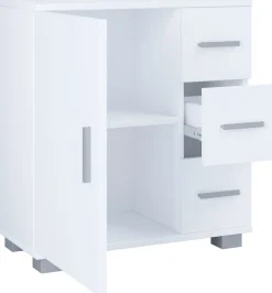 Holz Midischrank | Badschrank | Maße: H. 65 x B. 60 x T. 30 cm | 3 Schubladen | 1 große Drehtür | 2 Fächer - Zalo XL ^ VCM Hot