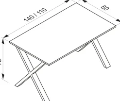 VCM Holz Schreibtisch | H. 76 x B. 140 x T. 80 cm | Computertisch schlicht | Füße aus hochwertigem Metall | Arbeitstisch | Büromöbel - Lona X Silber / Weiß Best