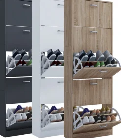 Holz Schuhschrank | Maße: H. 170 x B. 59 x T. 22 cm | 5 Klappen - Sipos XL ^ VCM Outlet