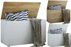 Holztruhe | Maße ca. H. 49 x B. 82 x T. 44 cm |Kiste für flexiblen Einsatz in allen Wohnräumen | Aufbewahrungsbox | Kiste - Bendola ^ VCM New