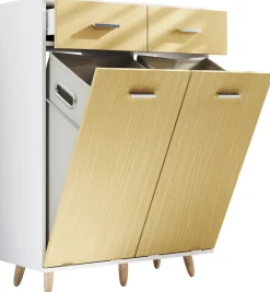 Holz Wäscheschrank | Wäschetruhe | Wäschebox | Wäschekorb | Maße ca. H. 97 x B 79 x T. 35 cm - Landos L ^ VCM New