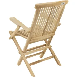 VCM Klappstuhl Gartenstuhl Balkonstuhl | Terassen Armlehne | Teak Holz natur |  Maße Gesamthöhe 89cm, B. 57cm, T. 62cm Braun Sale