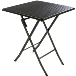 VCM Klapptisch | Maße 61x61x75 cm | Stehtisch | Partytisch | Gartentisch klappbar | Bistrotisch | Rattanoptik Schwarz Hot