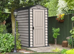 VCM Kunststoff Gartenhaus 104x180 Geräteschuppen Garten Gerätehaus Drehtür, H. 192 x B. 104 x T. 180 cm ^ DURAMAXX Outlet
