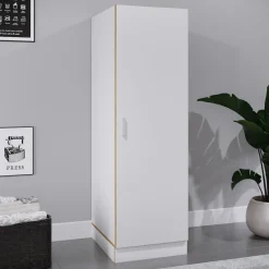 Mehrzweck-Wäscheschrank , schmaler Stauraumschrank mit 3 Fächern & Drehtür, Maße Haushaltsregal H. 162 x B. 50 x T. 60 cm, Küchenschrank Rislo BD XL ^ VCM New
