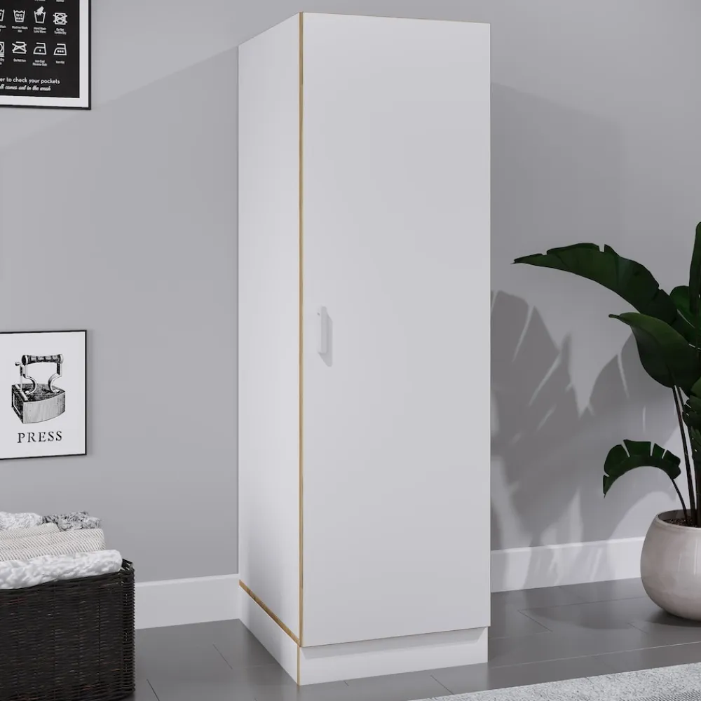 Mehrzweck-Wäscheschrank , schmaler Stauraumschrank mit 3 Fächern & Drehtür, Maße Haushaltsregal H. 162 x B. 50 x T. 60 cm, Küchenschrank Rislo BD XL ^ VCM New