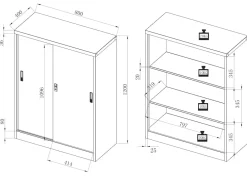 Metall Büroschrank H. 120 x B. 80 x T. 40 cm / Aktenschrank Büromöbel für Ordner / Stahlschrank abschließbar / Schiebetürenschrank Malivo 3 fach mit Schiebetüren ^ VCM Clearance