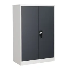 VCM Metall Büroschrank H. 120 x B. 80 x T. 40 cm / Aktenschrank Büromöbel für Ordner / Stahlschrank abschließbar / Flügeltürschrank  Malivo 3 fach mit Drehtüren Weiß / Anthrazit Sale