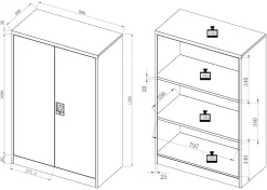 VCM Metall Büroschrank H. 120 x B. 80 x T. 40 cm / Aktenschrank Büromöbel für Ordner / Stahlschrank abschließbar / Flügeltürschrank  Malivo 3 fach mit Drehtüren Weiß / Anthrazit Sale