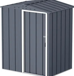 VCM Metall Gartenhaus 163x112 Geräteschuppen Garten Gerätehaus Schiebetür, H. 182 x B. 163 x T. 112 cm, Metall ^ DURAMAXX Clearance