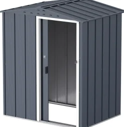 VCM Metall Gartenhaus 163x112 Geräteschuppen Garten Gerätehaus Schiebetür, H. 182 x B. 163 x T. 112 cm, Metall ^ DURAMAXX Clearance