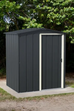 VCM Metall Gartenhaus 163x112 Geräteschuppen Garten Gerätehaus Schiebetür, H. 182 x B. 163 x T. 112 cm, Metall ^ DURAMAXX Clearance
