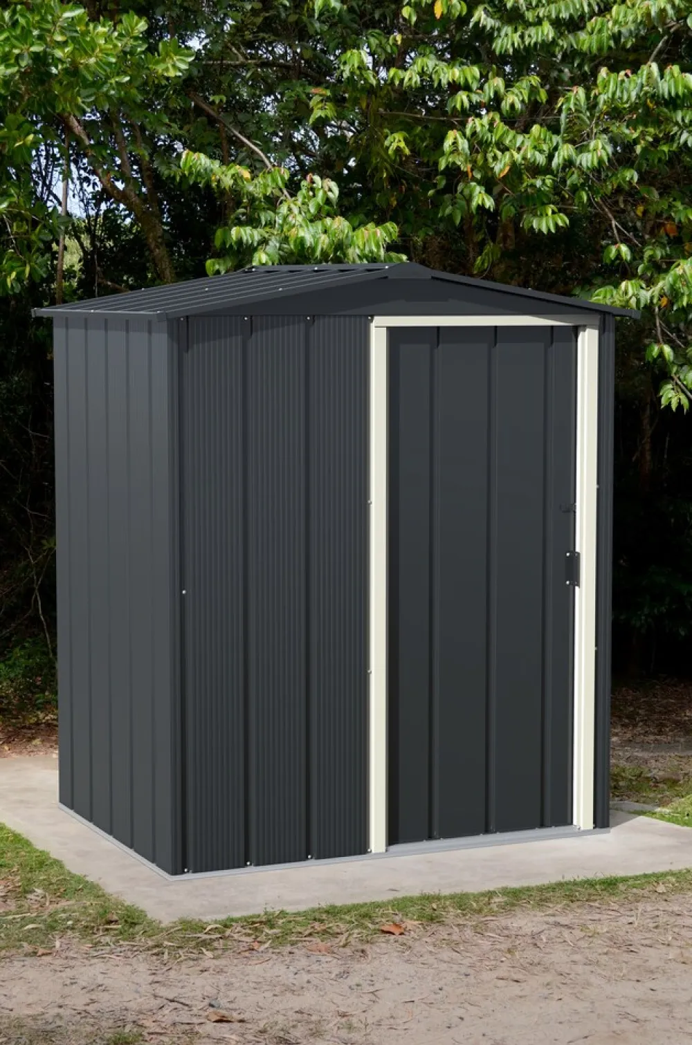 VCM Metall Gartenhaus 163x112 Geräteschuppen Garten Gerätehaus Schiebetür, H. 182 x B. 163 x T. 112 cm, Metall ^ DURAMAXX Clearance