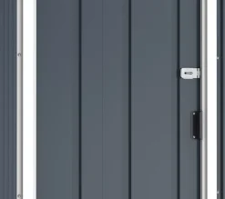 VCM Metall Gartenhaus 163x112 Geräteschuppen Garten Gerätehaus Schiebetür, H. 182 x B. 163 x T. 112 cm, Metall ^ DURAMAXX Clearance