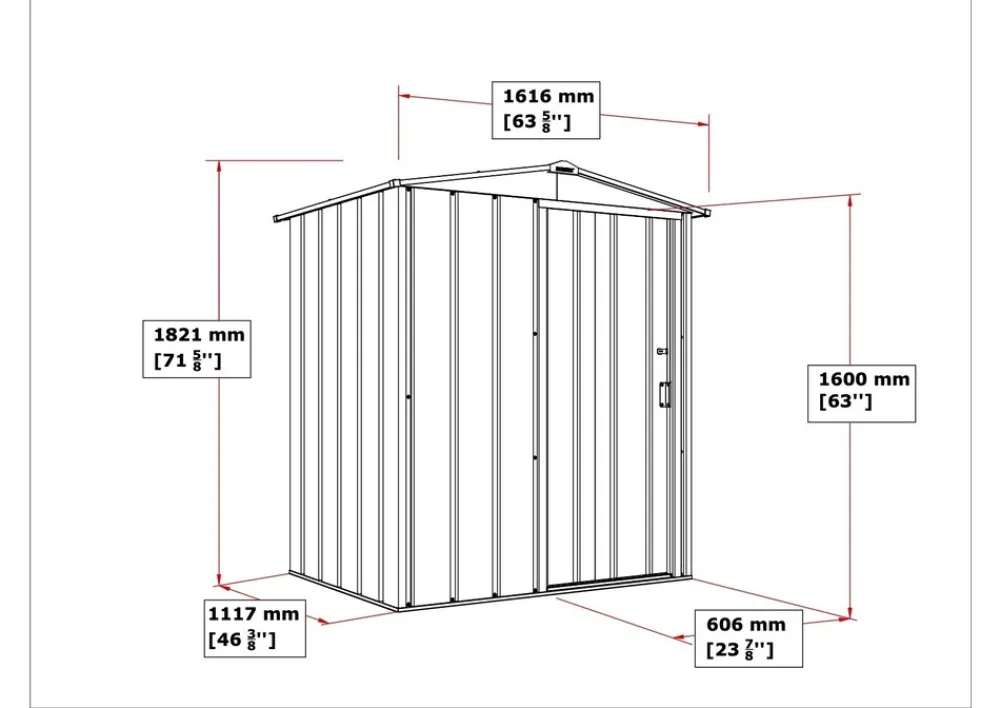 VCM Metall Gartenhaus 163x112 Geräteschuppen Garten Gerätehaus Schiebetür, H. 182 x B. 163 x T. 112 cm, Metall ^ DURAMAXX Clearance