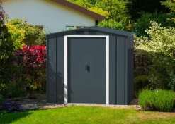 VCM Metall Gartenhaus 202x113 Geräteschuppen Garten Gerätehaus Schiebetüren, H. 181 x B. 202 x T. 113 cm, Metall ^ DURAMAXX