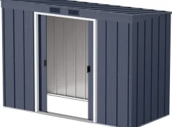 VCM Metall Gartenhaus 263x113 Geräteschuppen Garten Gerätehaus Schiebetür, H. 181 x B. 263 x T. 113 cm, Metall ^ DURAMAXX New