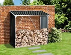 VCM Metall Kaminholzregal  mit Dach / Holzlager / Kaminholzunterstand Maße H. 162 x B. 182 x T. 74 cm ^ DURAMAXX Best