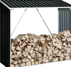 VCM Metall Kaminholzregal  mit Dach / Holzlager / Kaminholzunterstand Maße H. 162 x B. 182 x T. 74 cm ^ DURAMAXX Best