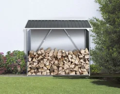 VCM Metall Kaminholzregal  mit Dach / Holzlager / Kaminholzunterstand Maße H. 162 x B. 182 x T. 74 cm ^ DURAMAXX Best