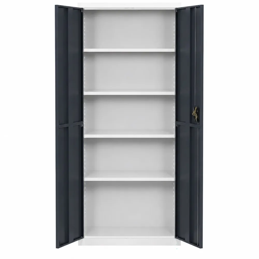 VCM Metallschrank mit 5 Fächern, Stahlschrank abschließbar, 80 x 180 x 40 cm, Aktenschrank und Universalschrank, Malivo Weiß / Anthrazit Best