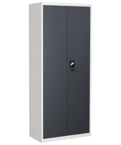 VCM Metallschrank mit 5 Fächern, Stahlschrank abschließbar, 80 x 180 x 40 cm, Aktenschrank und Universalschrank, Malivo Weiß / Anthrazit Best