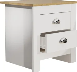 VCM Nachtschrank | Beistelltisch | Nachttisch | Maße ca. H. 48 x B. 45 x T. 40 cm - Balusa Weiß Discount