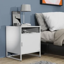 VCM Nachtschrank | Beistelltisch | Nachttisch | Maße ca. H. 55 x B. 45 x T. 40 cm - Flokas L Weiß Hot