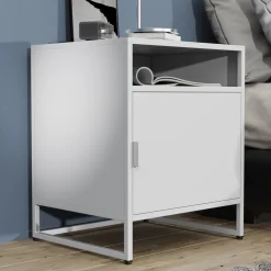 VCM Nachtschrank | Beistelltisch | Nachttisch | Maße ca. H. 55 x B. 45 x T. 40 cm - Flokas L Weiß Hot