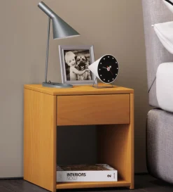 Nachtschrank | Maße Nachttisch ca. H. 40 x B. 35 x T. 35 cm | Schublade und offenes Fach | Nachttisch - Sledo Mini ^ VCM Best