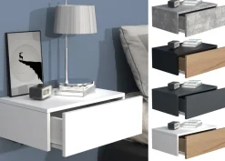 VCM Nachtschrank | Wandschublade | Wandboard | Nachttisch | Maße ca. H. 15 x B. 45 x T. 30 cm - Usal M 45 cm Weiß Clearance