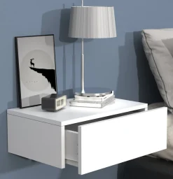 VCM Nachtschrank | Wandschublade | Wandboard | Nachttisch | Maße ca. H. 15 x B. 45 x T. 30 cm - Usal M 45 cm Weiß Clearance