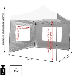 PROFI | Pavillon | Maße ca. 3x3 m | wasserabweisende 270 g/m² PE Plane | Partyzelt | Gartenzelt ^ VCM Clearance
