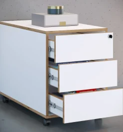 Rollcontainer | Beistellcontainer mit drei Schubladen | Maße ca. H. 50 x B. 39 x T. 70 cm | Bürocontainer abschließbar - Salia ^ VCM Hot