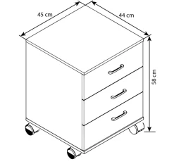 Rollcontainer | Beistellcontainer mit Schubladen | Maße ca. H. 58 x B. 45 x T. 44 cm | Bürocontainer – Tobila ^ VCM New