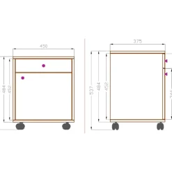 VCM Rollcontainer | Beistellcontainer mit Schublade | Maße ca. H. 54 x B. 45 x T. 38 cm | Bürocontainer - Masola Weiß Clearance