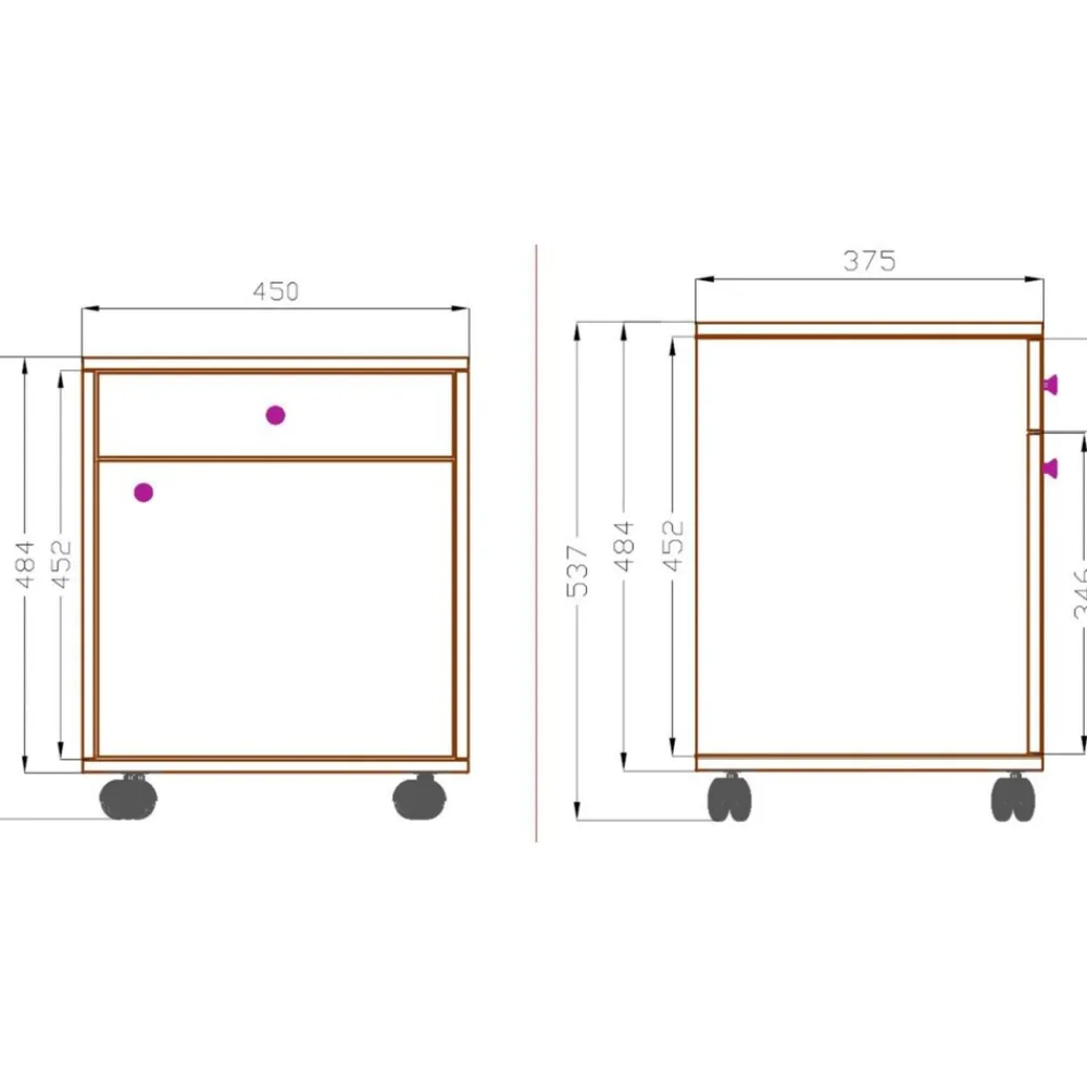 VCM Rollcontainer | Beistellcontainer mit Schublade | Maße ca. H. 54 x B. 45 x T. 38 cm | Bürocontainer - Masola Weiß Clearance