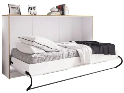 Schrankbett  H. 114 x B. 213 x T. 43 cm, Wandklappbett horizontal mit Lattenrost 90x200 cm, Bettschrank, Kommode Smalu ^ VCM Best