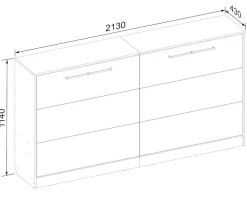 Schrankbett H. 114 x B. 213 x T. 43 cm, Wandklappbett horizontal mit Lattenrost 90x200 cm, Bettschrank, Kommode Smalu ^ VCM Best