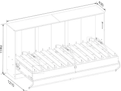 Schrankbett H. 114 x B. 213 x T. 43 cm, Wandklappbett horizontal mit Lattenrost 90x200 cm, Bettschrank, Kommode Smalu ^ VCM Best