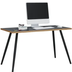 VCM Schreibtisch Computertisch Bürotisch Skandanivischer Retro Look Salia 110x50 cm Anthrazit / Honig-Eiche