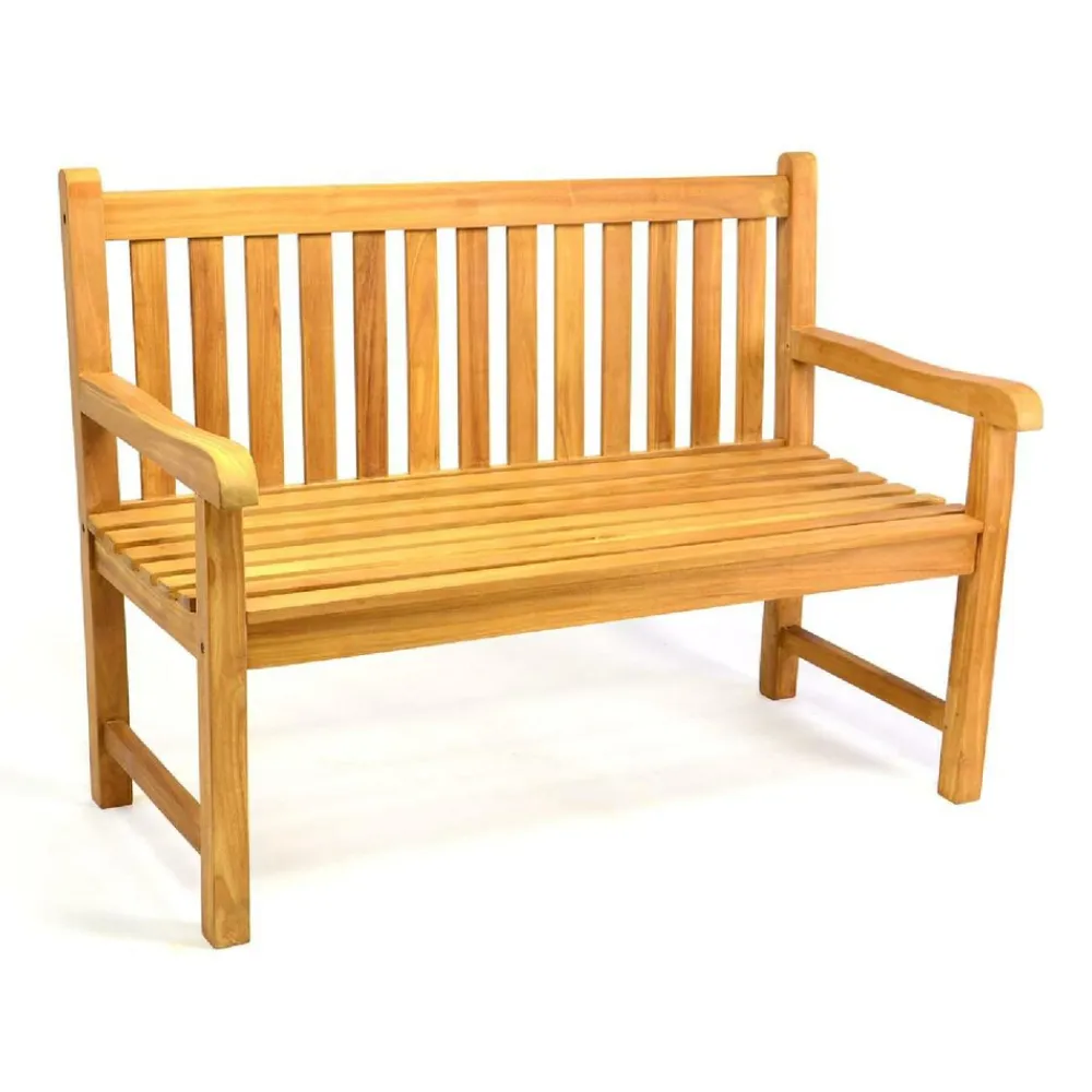 VCM 2-Sitzer Gartenbank Parkbank | hochwertig | massiv |Teak Holz behandelt | handgefertigte | Landhausstil | | Maße L. 120 x B. 62 x T. 50 cm Braun Discount
