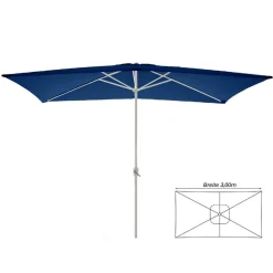 VCM Sonnenschirm eckig | Maße ca. 2x3 m | Schirm mit Kurbel | Rechteckschirm | Sonnenschutz | Blau