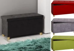Stoff Sitzbank | Maße ca. H. 40 x B. 76 x T. 38 cm | Kiste für flexiblen Einsatz in allen Wohnräumen | Aufbewahrungsbox | Sitztruhe - Sizos L ^ VCM Best