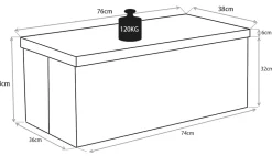 VCM Stoff Sitzbank | Maße ca. H. 38 x B. 76 x T. 38 cm | Kiste für flexiblen Einsatz in allen Wohnräumen | Aufbewahrungsbox | Sitztruhe - Boxas Anthrazit