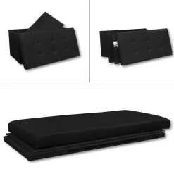 VCM Stoff Sitzbank | Maße ca. H. 38 x B. 76 x T. 38 cm | Kiste für flexiblen Einsatz in allen Wohnräumen | Aufbewahrungsbox | Sitztruhe - Boxas Anthrazit