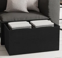 VCM Stoff Sitzbank | Maße ca. H. 38 x B. 76 x T. 38 cm | Kiste für flexiblen Einsatz in allen Wohnräumen | Aufbewahrungsbox | Sitztruhe - Boxas Anthrazit